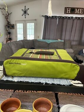 Rachael Ray Lime Green Striped Carry Case